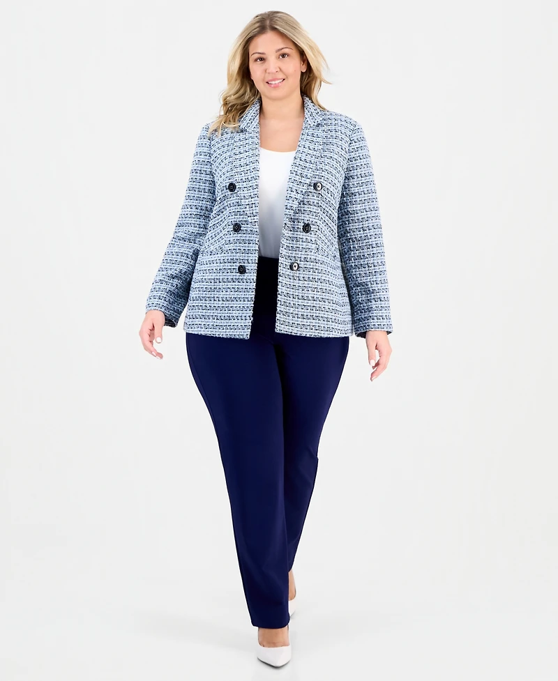 Jones New York Plus Tweed Open-Front Blazer
