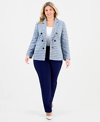 Jones New York Plus Tweed Open-Front Blazer