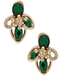 Anne Klein Green Petal Stone Cluster Ez Comfort Clip Earrings