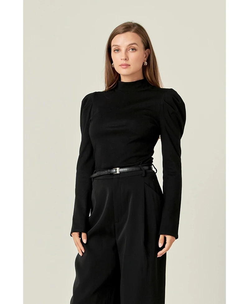 English Factory Women's Turtle Neck Rib Top