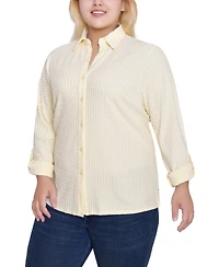 Ny Collection Women's Plus Long Sleeve Textured Knit Top