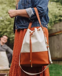 Picnic Time Sirolo Canvas and Leatherette 11.8" Bucket Tote Bag