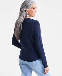 Style & Co Women's Pointelle Crewneck Sweater, Macy's Exclusive