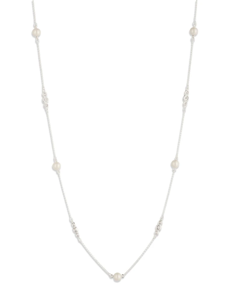 Lauren Ralph Lauren Imitation Pearl and Cubic Zirconia Station Strand Necklace