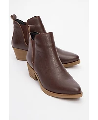 Forever & Always Shoes Dovena Leather Block Heel Ankle Boot (Women)