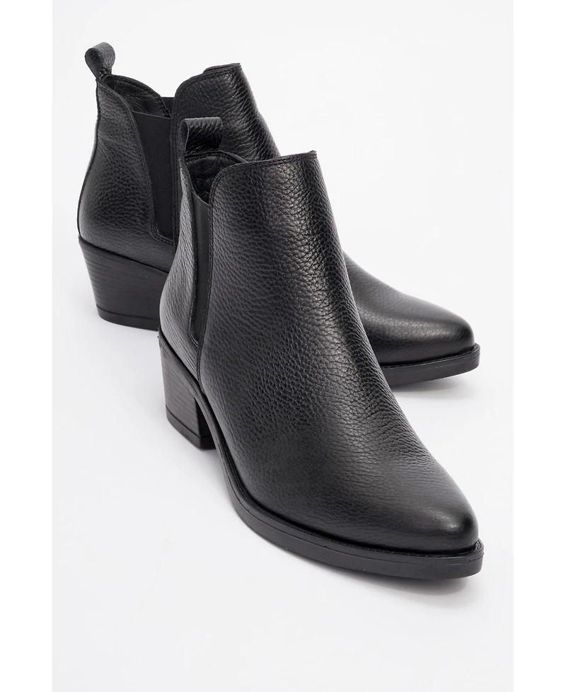 Forever & Always Shoes Dovena Leather Block Heel Ankle Boot (Women)