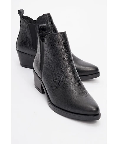 Forever & Always Shoes Dovena Leather Block Heel Ankle Boot (Women)