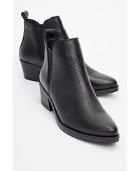 Forever & Always Shoes Dovena Leather Block Heel Ankle Boot (Women)