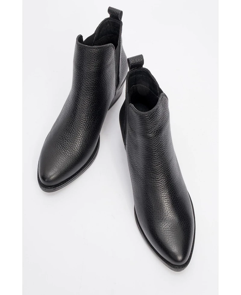 Forever & Always Shoes Dovena Leather Block Heel Ankle Boot (Women)