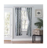Ellis Curtain Lexington Leaf Pattern on Colored Ground Curtain Pair with Ties 56"x84