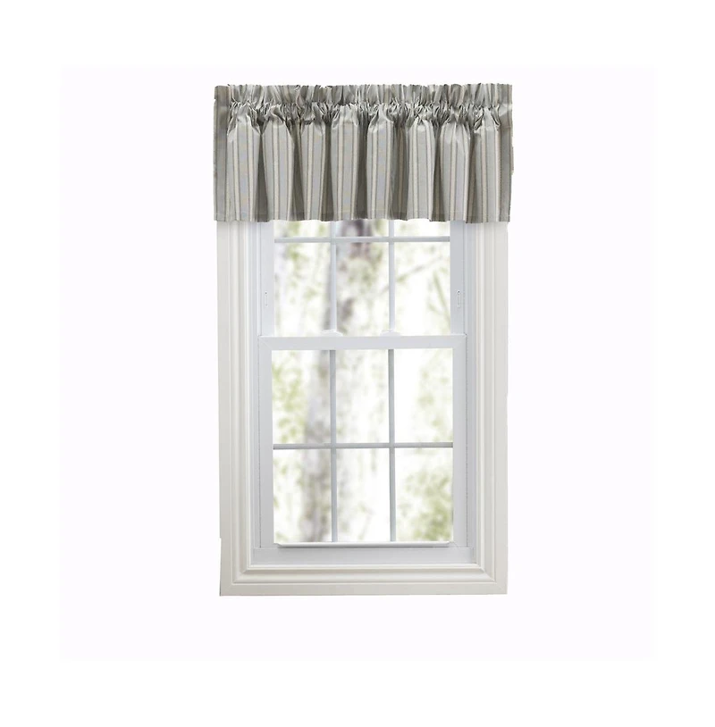 Ellis Curtain Springfield Stripe 3" Rod Pocket Tailored Valance for Windows 80" x 13" Black