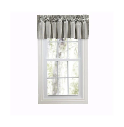 Ellis Curtain Springfield Stripe 3" Rod Pocket Tailored Valance for Windows 80" x 13" Black