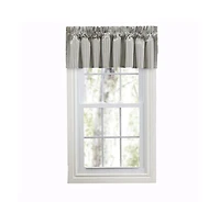 Ellis Curtain Springfield Stripe 3" Rod Pocket Tailored Valance for Windows 80" x 13" Black