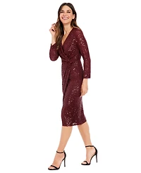 London Times Women's V-Neck Jersey-Knit Midi Dress