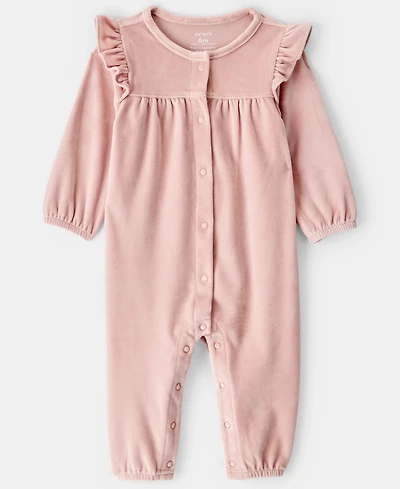 Carter's Baby Girls Velour Long-Sleeve Jumpsuit