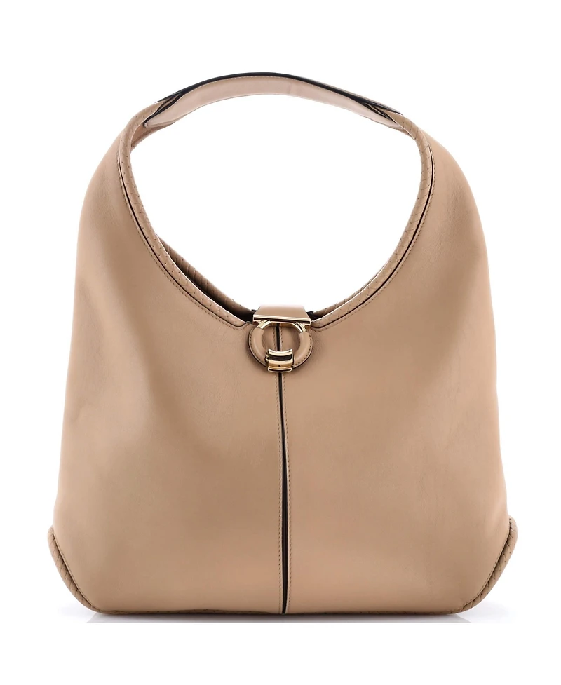 Pre-Owned Salvatore Ferragamo Gancini Margot Hobo Leather