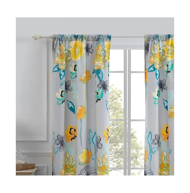Greenland Home Fashion Watercolor Dream Curtains - Gray 42x84"