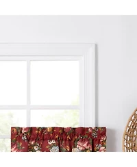 Ellis Bella Rose Stylish Medium Scale Printed Floral Pattern 1.5" Rod Pocket Tier 56"x24" Red