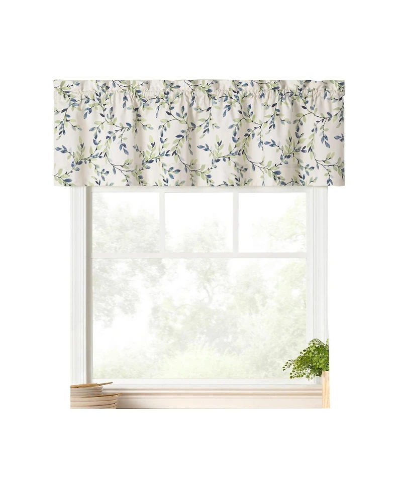 Ellis Vintage Stylish Medium Scale Printed Vine Pattern 3" Rod Pocket Scallop Valance Lined 58"x15" Azure