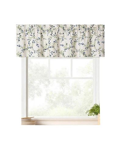 Ellis Vintage Stylish Medium Scale Printed Vine Pattern 3" Rod Pocket Scallop Valance Lined 58"x15" Azure