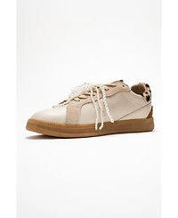 Forever & Always Shoes Taren Leather Pearl Buckle Sneakers (Women)