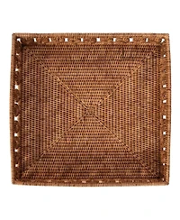 Artifacts Rattan Inna Design Square Tray 18" With Glass Insert