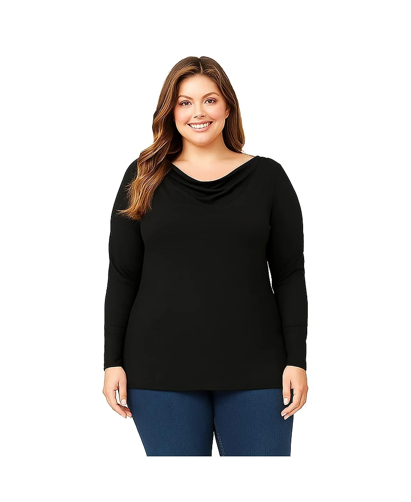 Standards & Practices Plus Long Sleeve Boat Neck Knit Top