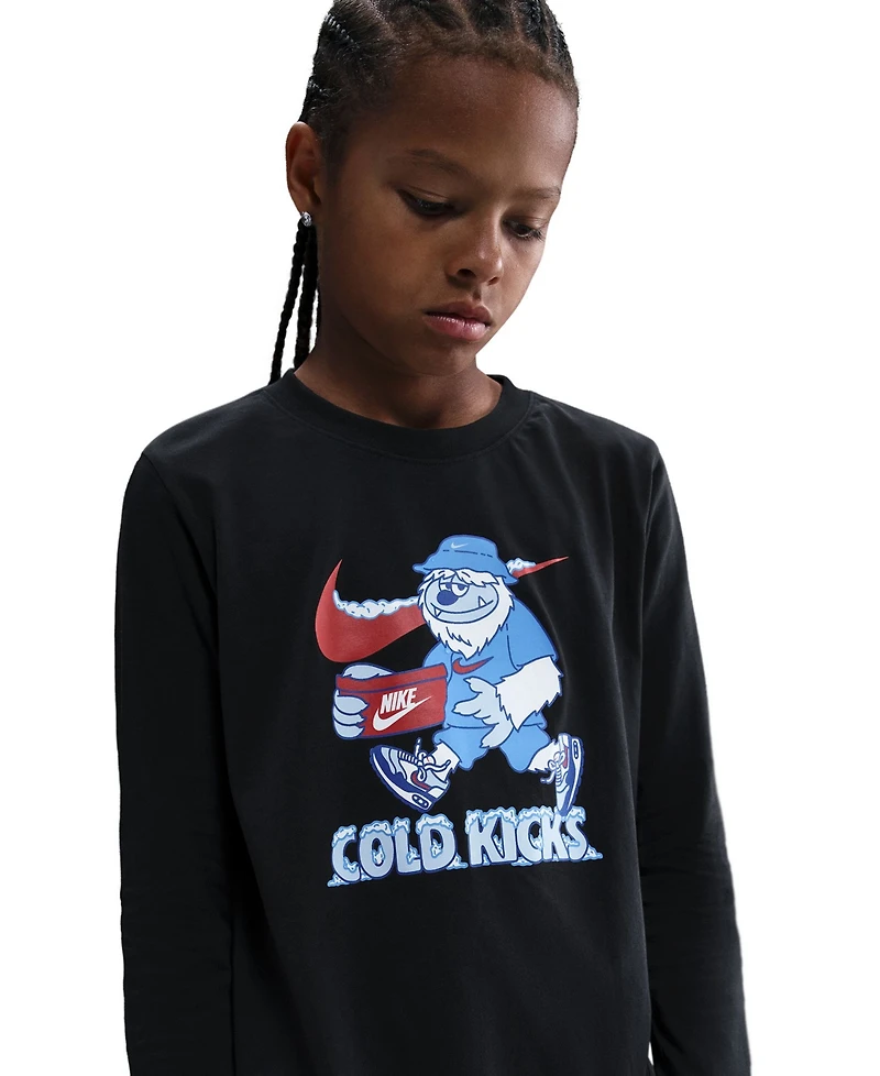 Nike Girls Sportswear Printed Long-Sleeve T-Shirt