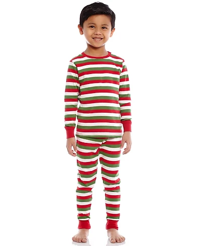 Leveret Toddler Two Piece Cotton Striped Holiday Pajamas