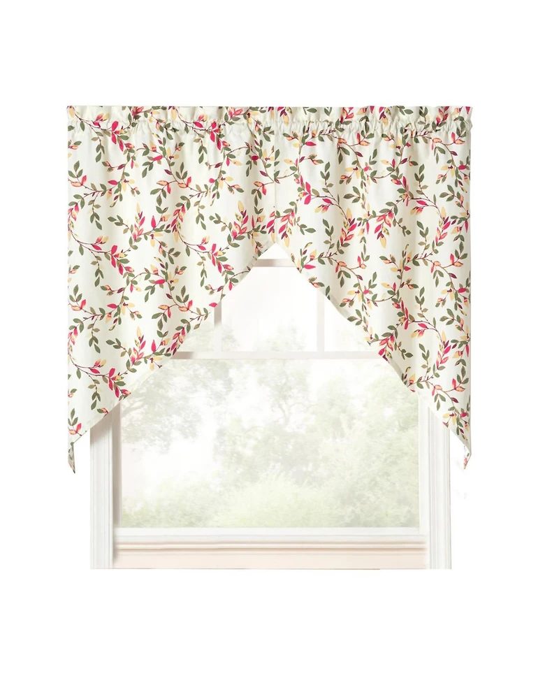 Ellis Vintage Stylish Medium Scale Printed Vine Pattern 1.5" Rod Pocket Tailored Swag 56"x36" Pecan
