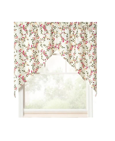 Ellis Vintage Stylish Medium Scale Printed Vine Pattern 1.5" Rod Pocket Tailored Swag 56"x36" Pecan