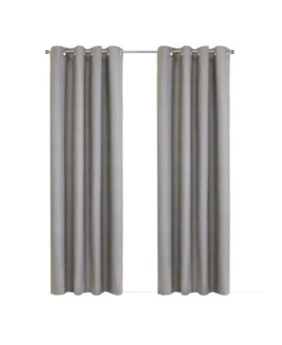 Thermaplus 100 Polyester Mason Lightweight Texture Printed Blackout Grommet Curtain Panel 52 X22 X 108 X22 Silver