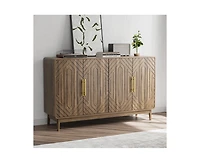 Casainc Storage Cabinet With Carved Door Adjustable Layer Board