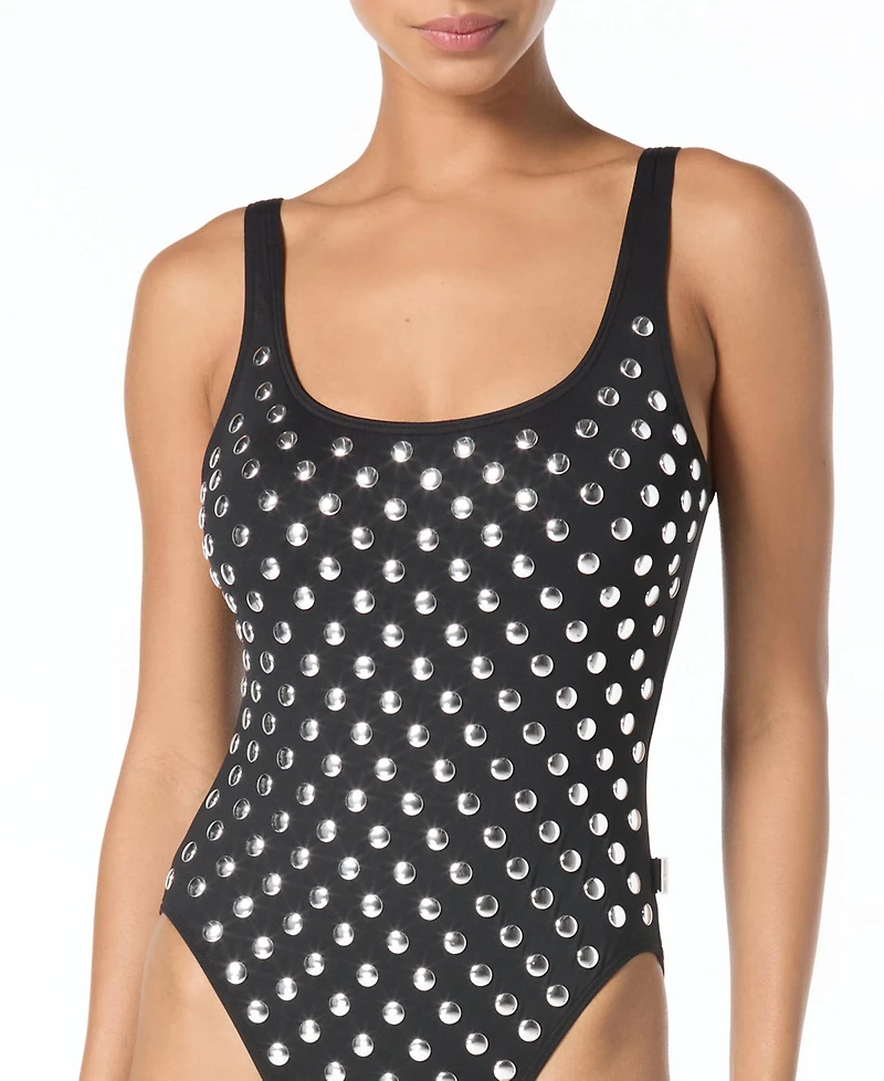 Michael Michael Kors Women's Studded Scoop Neck One Piece Swimsuit