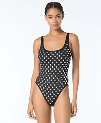 Michael Kors Women's Studded Scoop Neck One Piece Swimsuit
