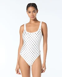 Michael Kors Women's Studded Scoop Neck One Piece Swimsuit