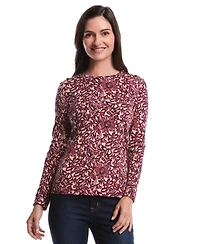 Rafaella Petite Elegant Print Laced Long Sleeve Top