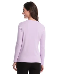 Rafaella Petite Embellished Neck Long Sleeve Top