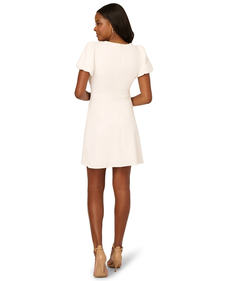 Adrianna Papell Women's Puff-Sleeve Button Short Dress