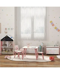 Qaba Toy Box with Lid, Toy Chest Storage Organizer for Bedroom, Pink