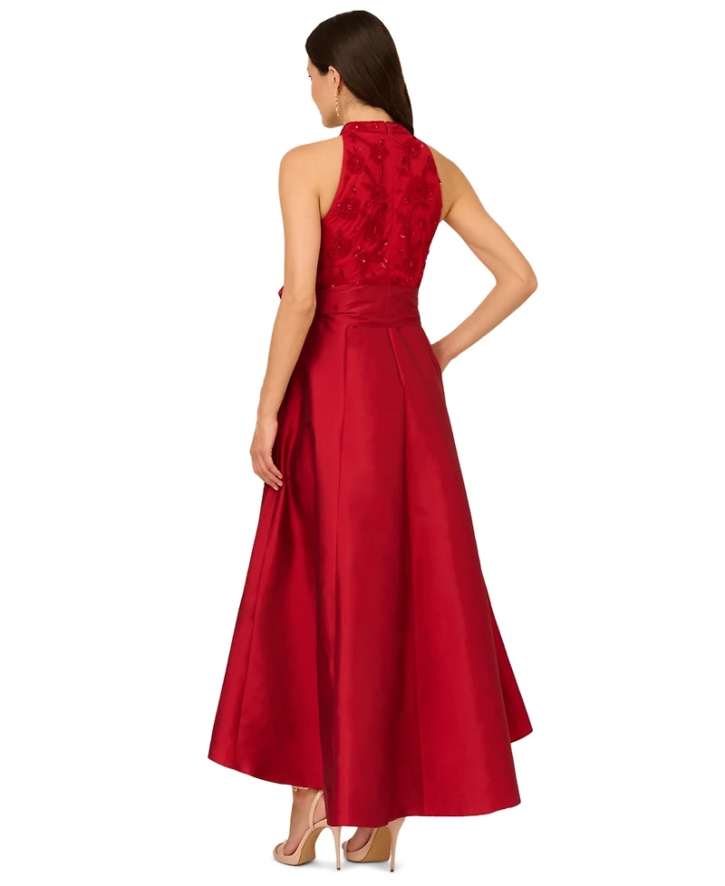 Adrianna Papell Women's Beaded Halter Neck Dress