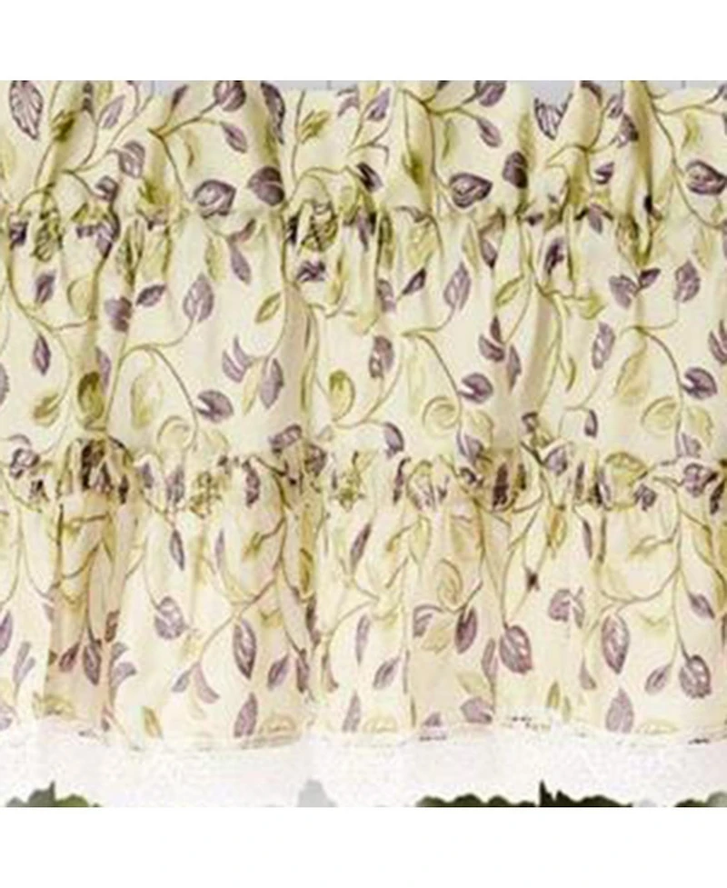 Ellis Curtain Clarice Room Darkening Natural Color Classic Print Ruffled Window Valance - 52 x12" Violet