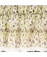 Ellis Curtain Clarice Room Darkening Natural Color Classic Print Ruffled Window Valance - 52 x12" Violet