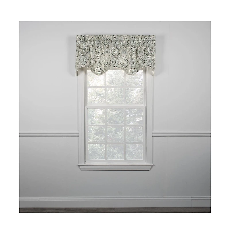 Ellis Curtain Blissfullness High Quality Room Darkening Solid Natural Color Lined Scallop Window Valance - 50x15", Spa