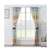 Barefoot Bungalow Carlie High Quality Light Filtering Window Panel Pair - Each 42"x84" Calico Stripe