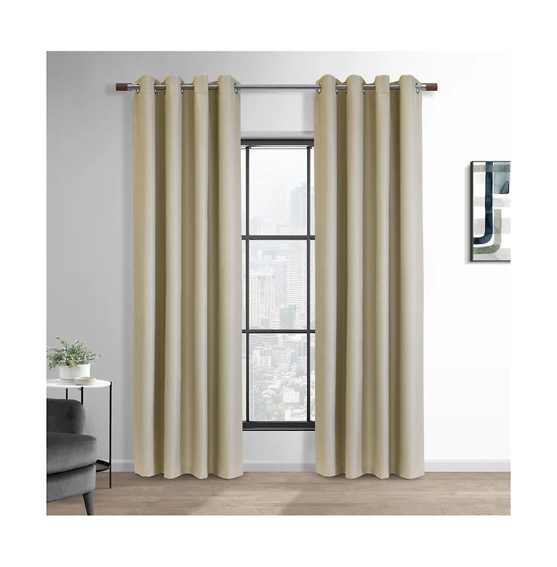 Thermaplus Newberry Blackout Window Treatment Grommet Curtain Panel for Bedroom Livingroom 52" x 95" Linen