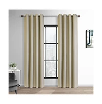 Thermaplus Newberry Blackout Window Treatment Grommet Curtain Panel for Bedroom Livingroom 52" x 95" Linen
