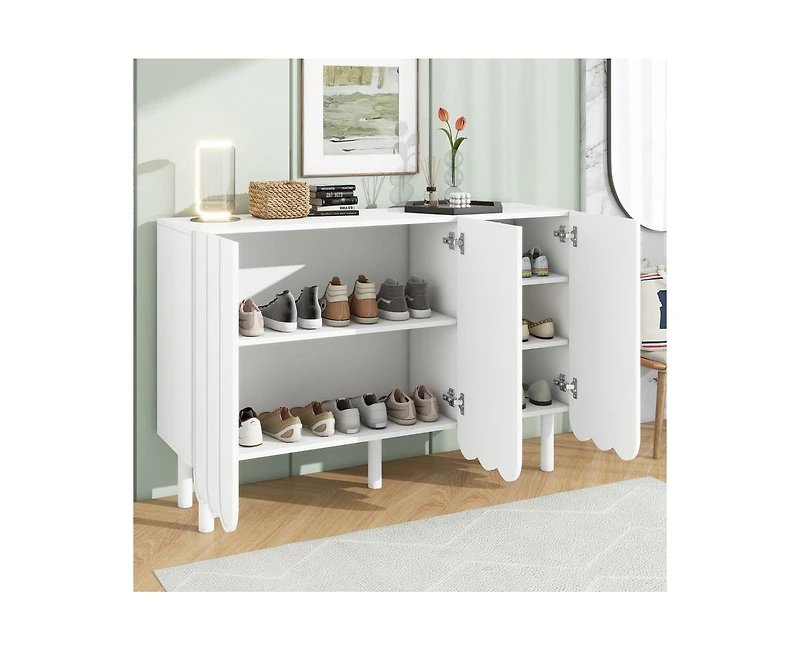 Storage Cabinet Shoe Cabinet with 5 Solid Wood Legs
