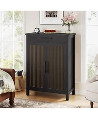 Tribesigns Shoe Cabinet, 5-Tier Shoe Storage Cabinet with Louvered Doors and Drawer