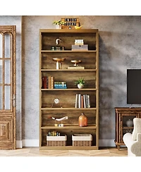 Tribesigns 74.8" Tall Kitchen Pantry, 7-Tier Industrial Storage Cabinet with Geometric Side Panels